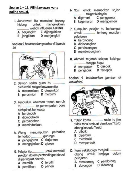 Contoh Soalan Ujian Bulanan Bahasa Melayu Tahun 3 Image